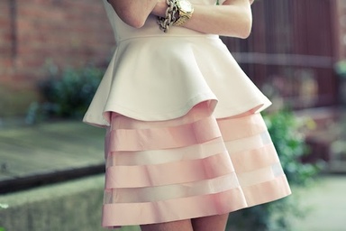 peplum top with flared skirt